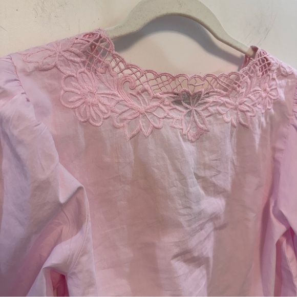 J. CREW S V-Neck Top Eyelet Trim Pink BL038 Spring Summer - Picture 7 of 7